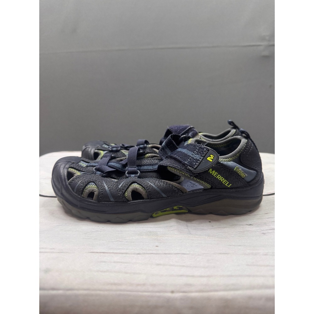 Merrell Boys Hydro Hiker Sandal Navy Lime Leather Water‎ Shoe Size 4M